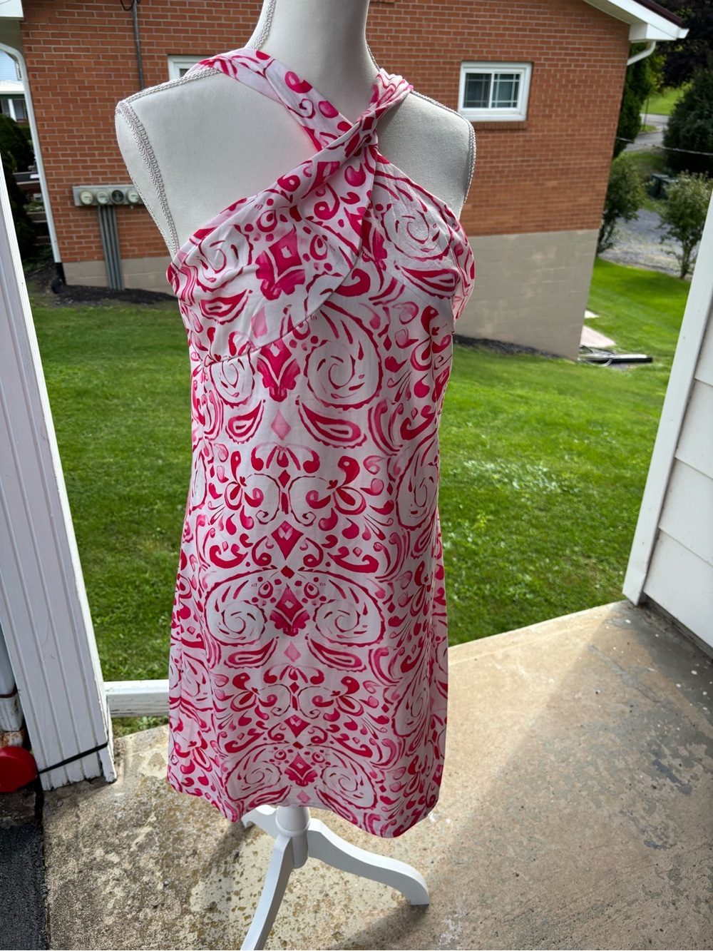 Women’s Pink & White Halter Dress
